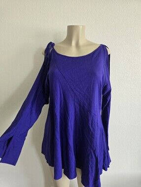 Free People Purple Cold-Shoulder Long Sleeve Tunic
